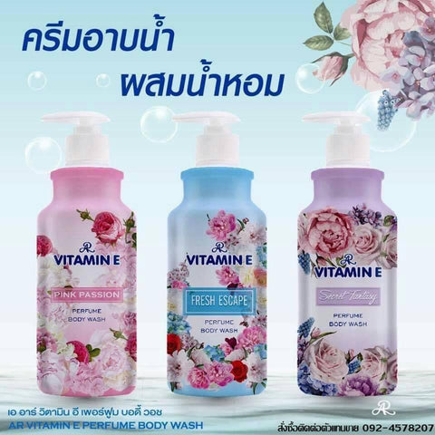AR Vitamin E  Body Wash ( Fresh Escape, Secret Fantasy Perfume, Pink Passion ) 400ml.