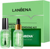 LANBENA Green Tea Blackhead Remover Kit Blackhead Mask Nose Strips Pore Minimizer Serum