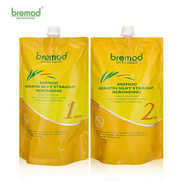 Bremod Keratin Silky Straight Rebonding Set (1+2) Leave your Hair Silky Straight Smooth and in Healthy Condition.