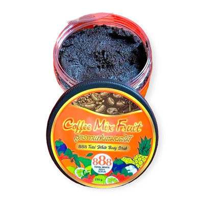 888 Total White Coffee Mix Fruit Whitening Body Scrub 250g.